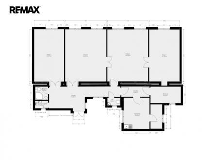 4. 2D půdorys s výměrami 3. NP domu | Pronájem - obchodní prostor, 269 m²