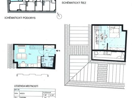 3. Půdorys bytu 2+kk č. 78 | Prodej bytu, 2+kk, 45 m²