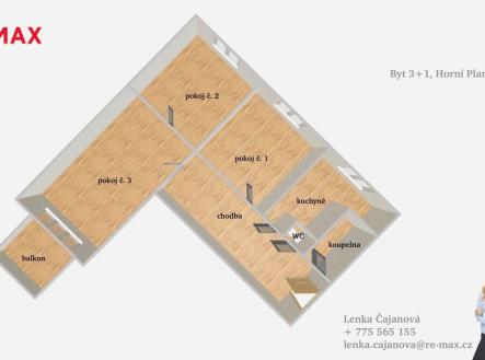 Orientační půdorys | Prodej bytu, 3+1, 73 m²
