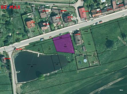 Letecký pohled na pozemek.M - 09.04.2025 | Prodej - pozemek pro bydlení, 833 m²