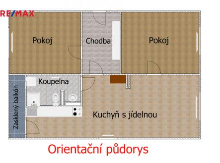 Orientační půdorys. | Pronájem bytu, 3+kk, 90 m²
