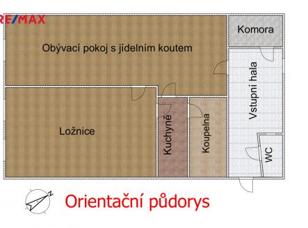 orientační půdorys | Pronájem bytu, 2+1, 79 m²