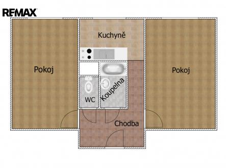 Orientační plánek bytu. | Prodej bytu, 2+1, 68 m²