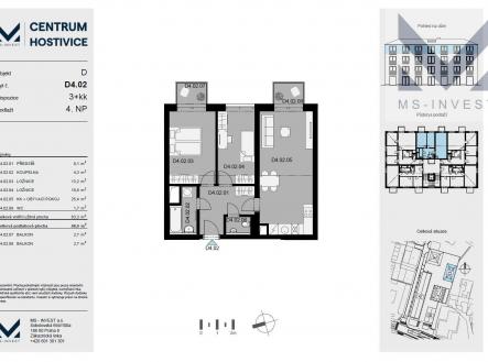 Plánek bytu  | Prodej bytu, 3+kk, 69 m²