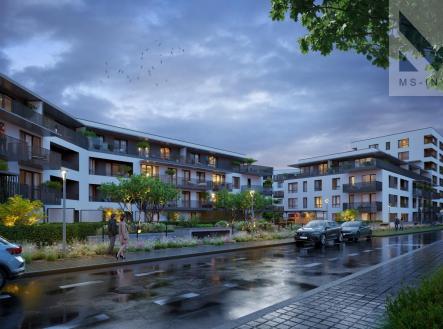 Rezidence Florianka_ulice podvecer.jpg | Prodej bytu, 3+kk, 82 m²