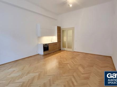 pokoj - pohled ke dveřím | Pronájem bytu, 1+kk, 42 m²