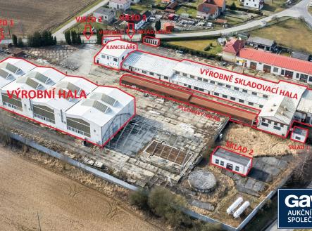 schéma s ozn. budov | Prodej - komerční objekt, sklad, 4 180 m²