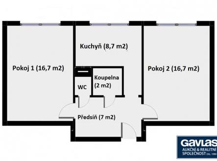 Půdorys | Pronájem bytu, 2+1, 52 m²