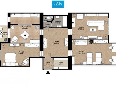 půdorys | Prodej bytu, 3+1, 148 m²