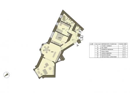 plánek | Pronájem bytu, 3+1, 105 m²