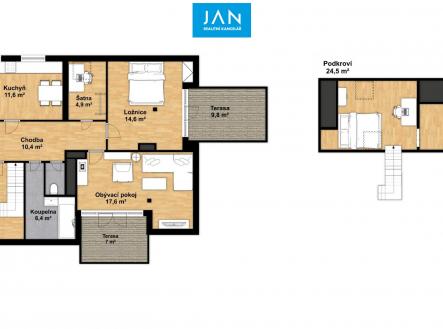 plánek do inzerce | Prodej bytu, 3+1, 104 m²