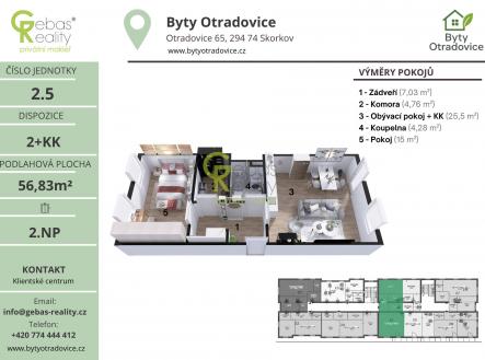 Prodej bytu, 2+kk, 56 m²