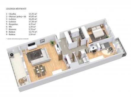 Pronájem bytu, 3+kk, 103 m²