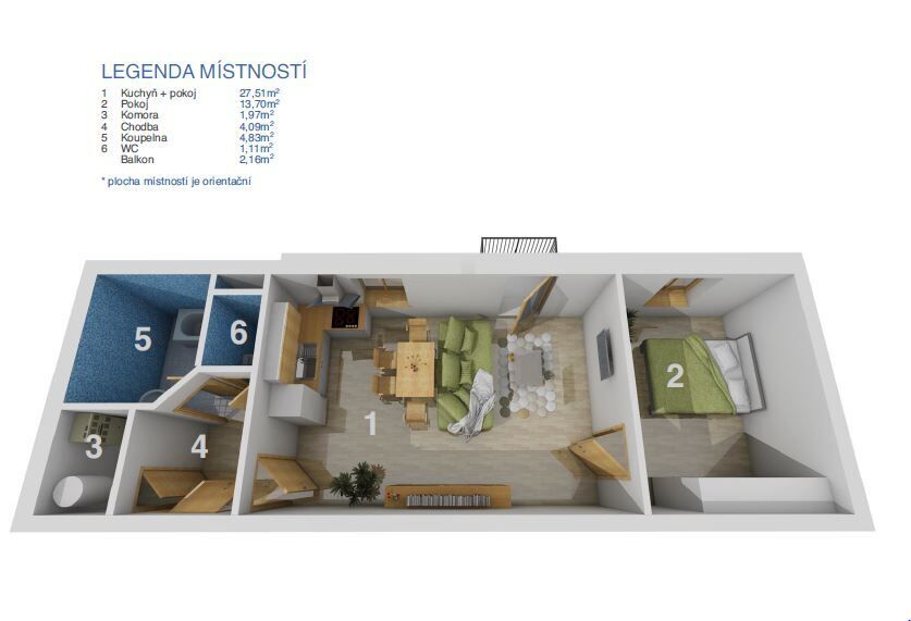 Pronájem bytu 2kk s balkonem 55 m2, Milovice