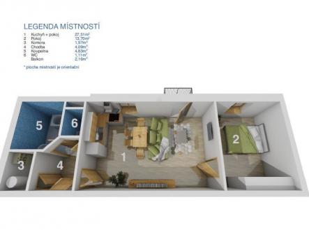 Pronájem bytu, 2+kk, 55 m²