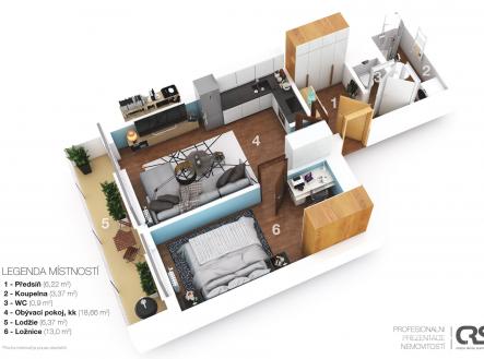 Prodej bytu, 2+kk, 48 m²