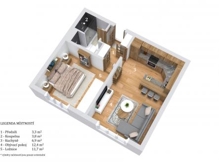 Pronájem bytu, 2+kk, 39 m²