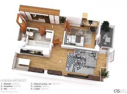 Prodej bytu, 2+kk, 55 m²