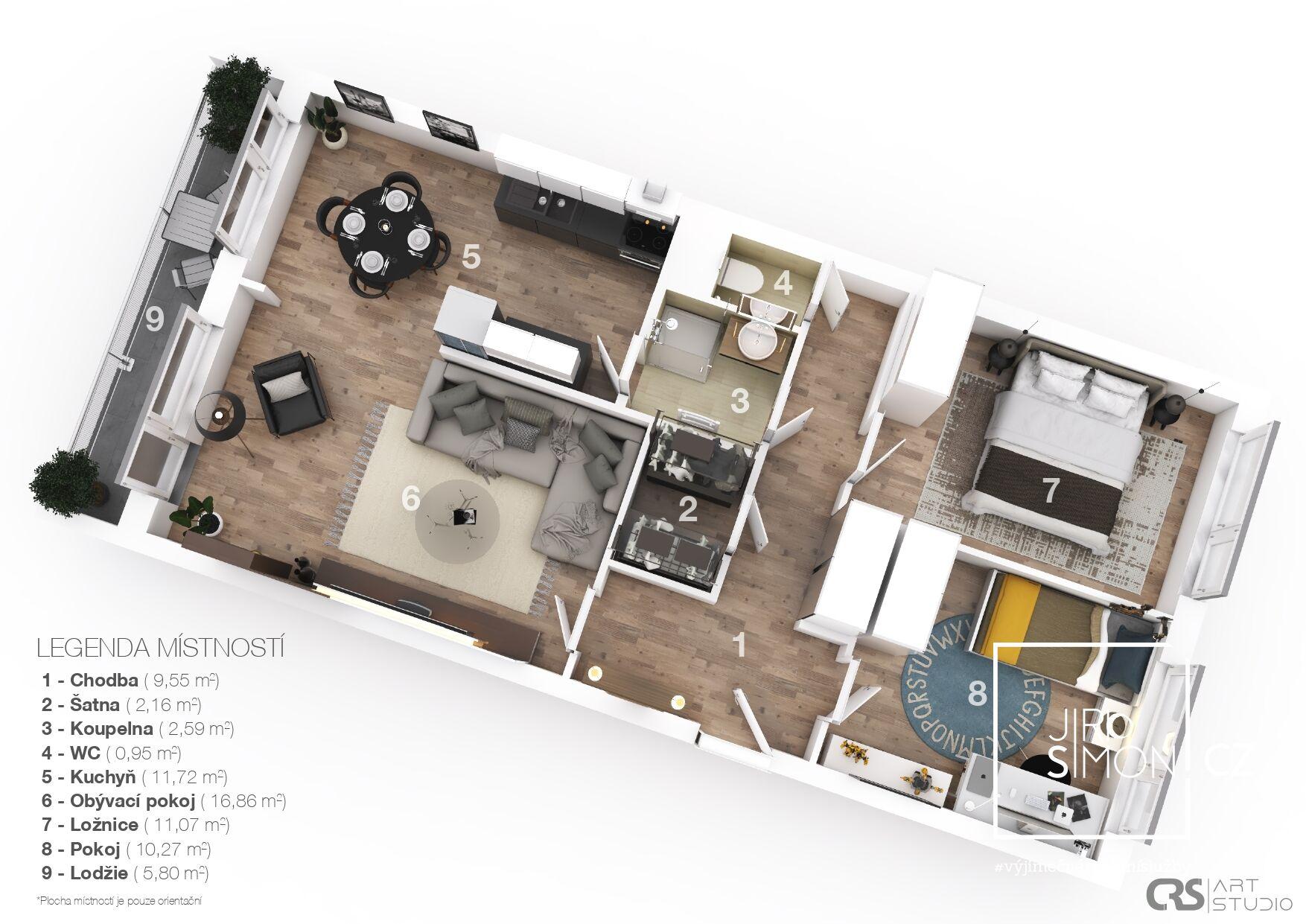 Pronájem bytu 3+1 s lodžií, 69 m2 + lodžie 6 m2, Praha 8 - Kobylisy