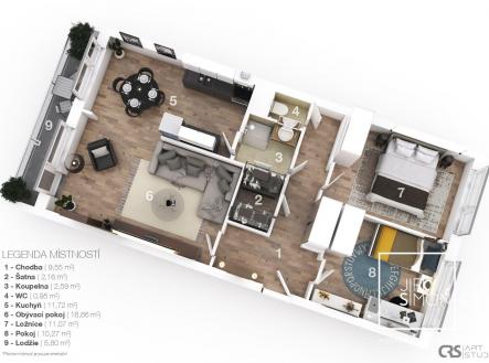 Pronájem bytu, 3+1, 69 m²