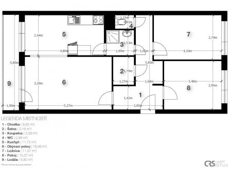 Pronájem bytu, 3+1, 69 m²