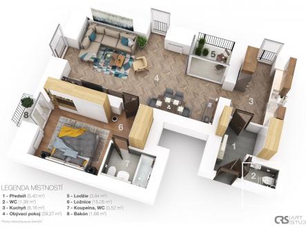 Pronájem bytu, 2+kk, 65 m²