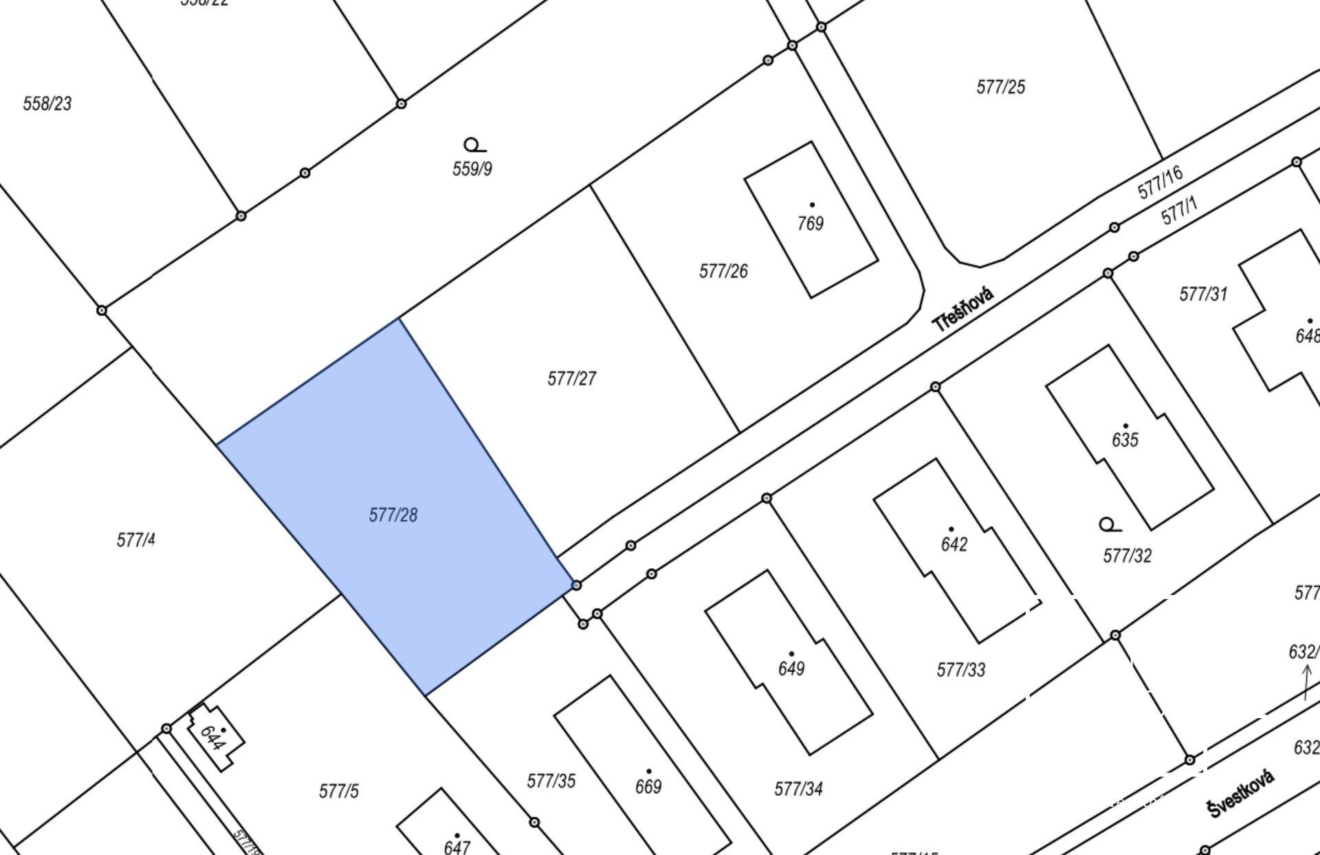 Stavební pozemek Chrást u Tišic (okr. Mělník), 890 m2 pro rodinný dům