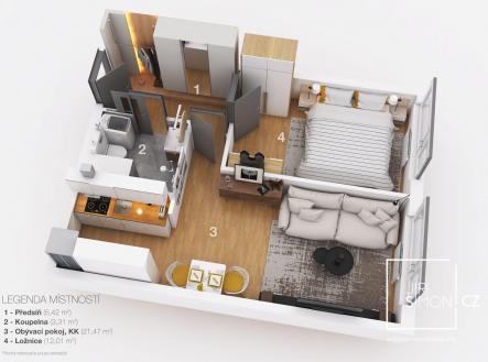 Pronájem bytu, 2+kk, 46 m²