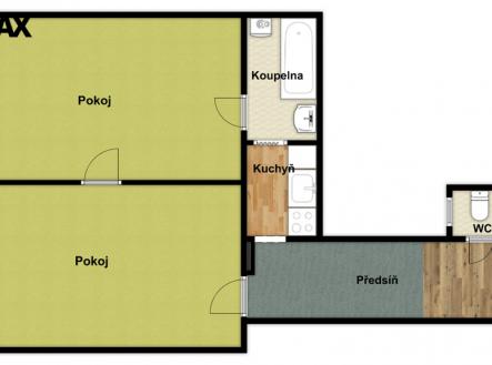 půdorys | Pronájem bytu, 2+1, 57 m²