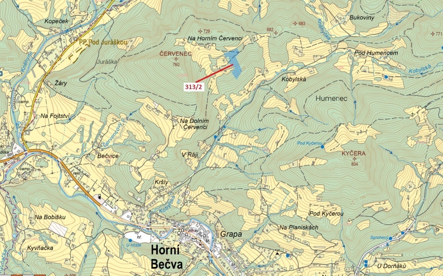 Lesní pozemek o výměře 19 084 m2, podíl 1/1, k.ú. Horní Bečva, okres Vsetín