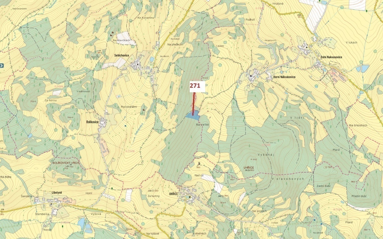 Lesní pozemek o výměře 8 937 m2, podíl 1/1, k.ú. Setěchovice, okres Prachatice