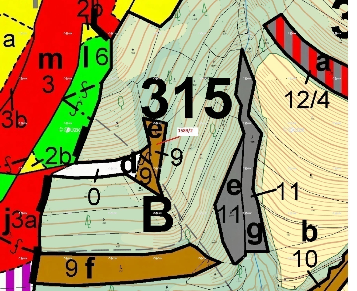 Lesní pozemek o výměře 910 m2, podíl 1/1, k.ú. Hovězí, okres Vsetín