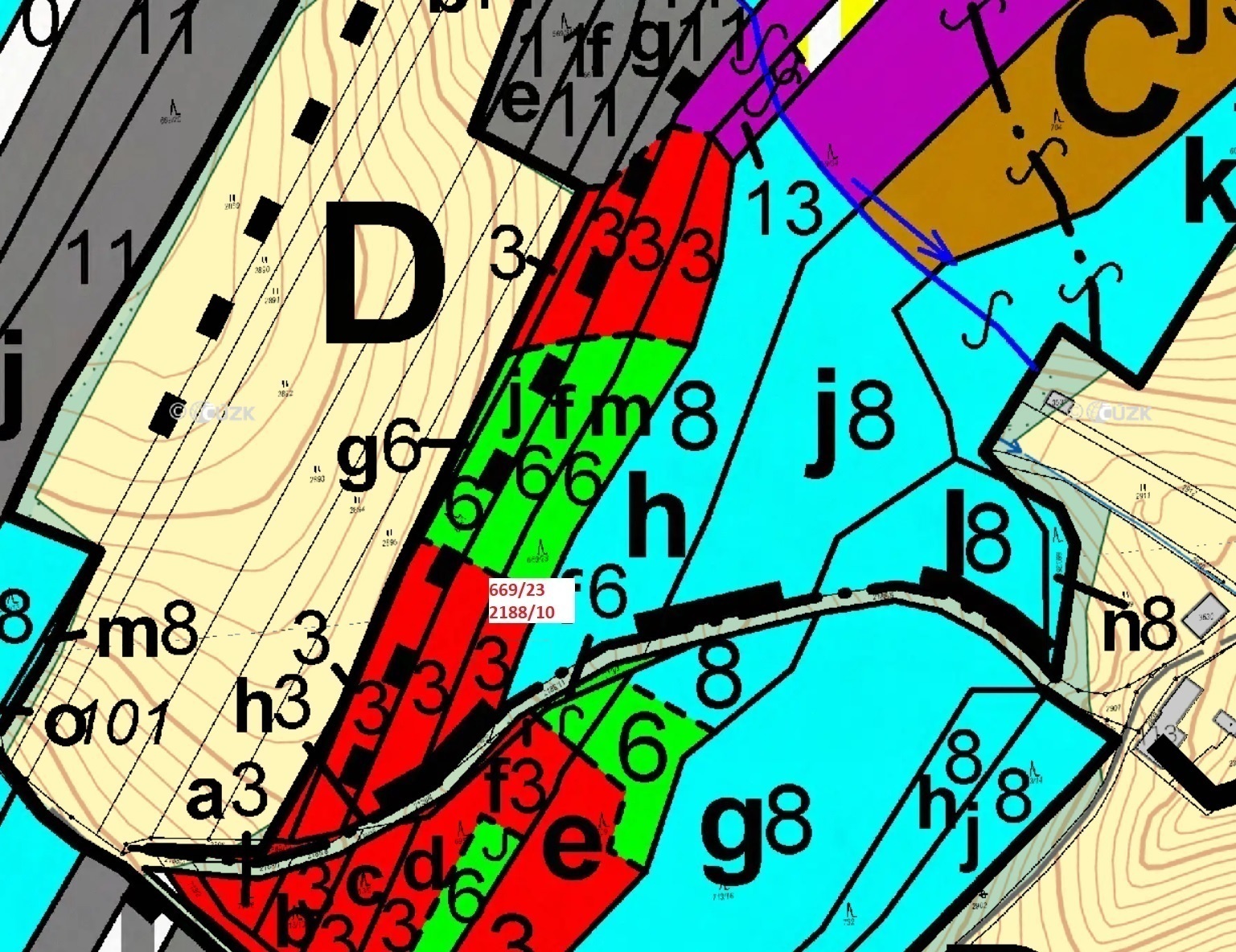 Lesní pozemek, a ostatní plocha o výměře 2 521 m2, podíl 1/1, k.ú. Pozlovice, okres Zlín