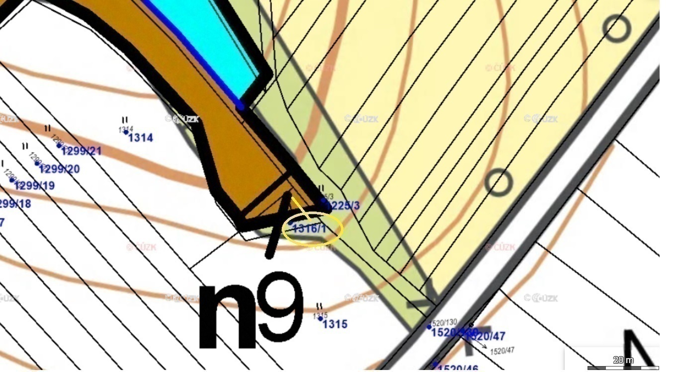 Lesní pozemek o výměře 121 m2, podíl 1/1, k.ú. Velký Ořechov, okres Zlín