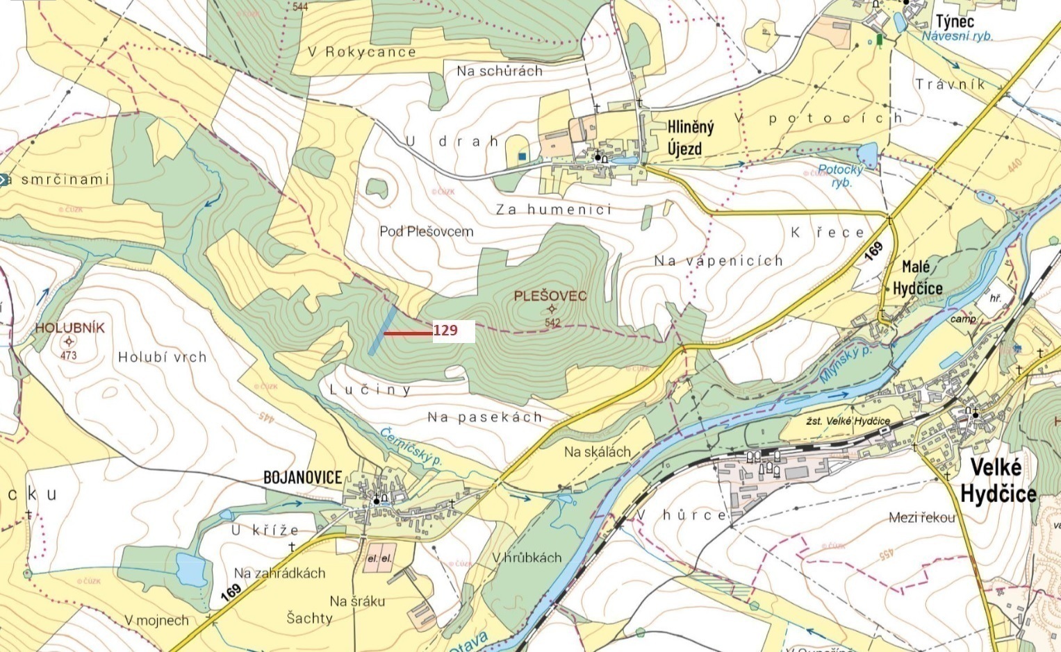 Lesní pozemek o výměře 4 650 m2, podíl 1/1, k.ú. Bojanovice pod Rabím, okres Klatovy