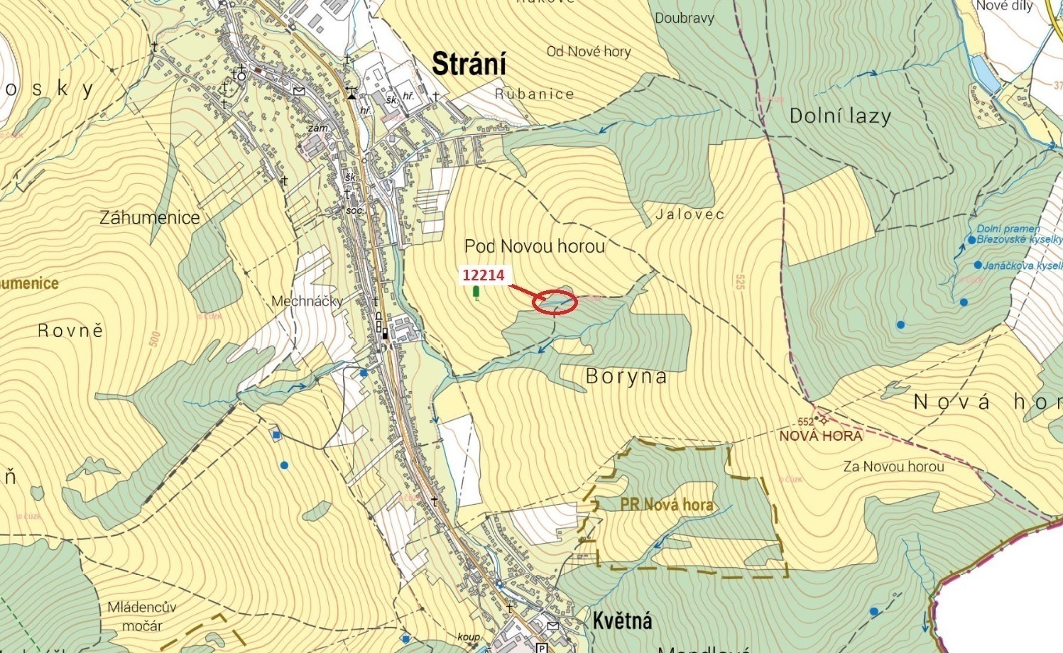 Lesní pozemek o výměře 597 m2, podíl 1/1, k.ú. Strání, okres Uherské Hradiště