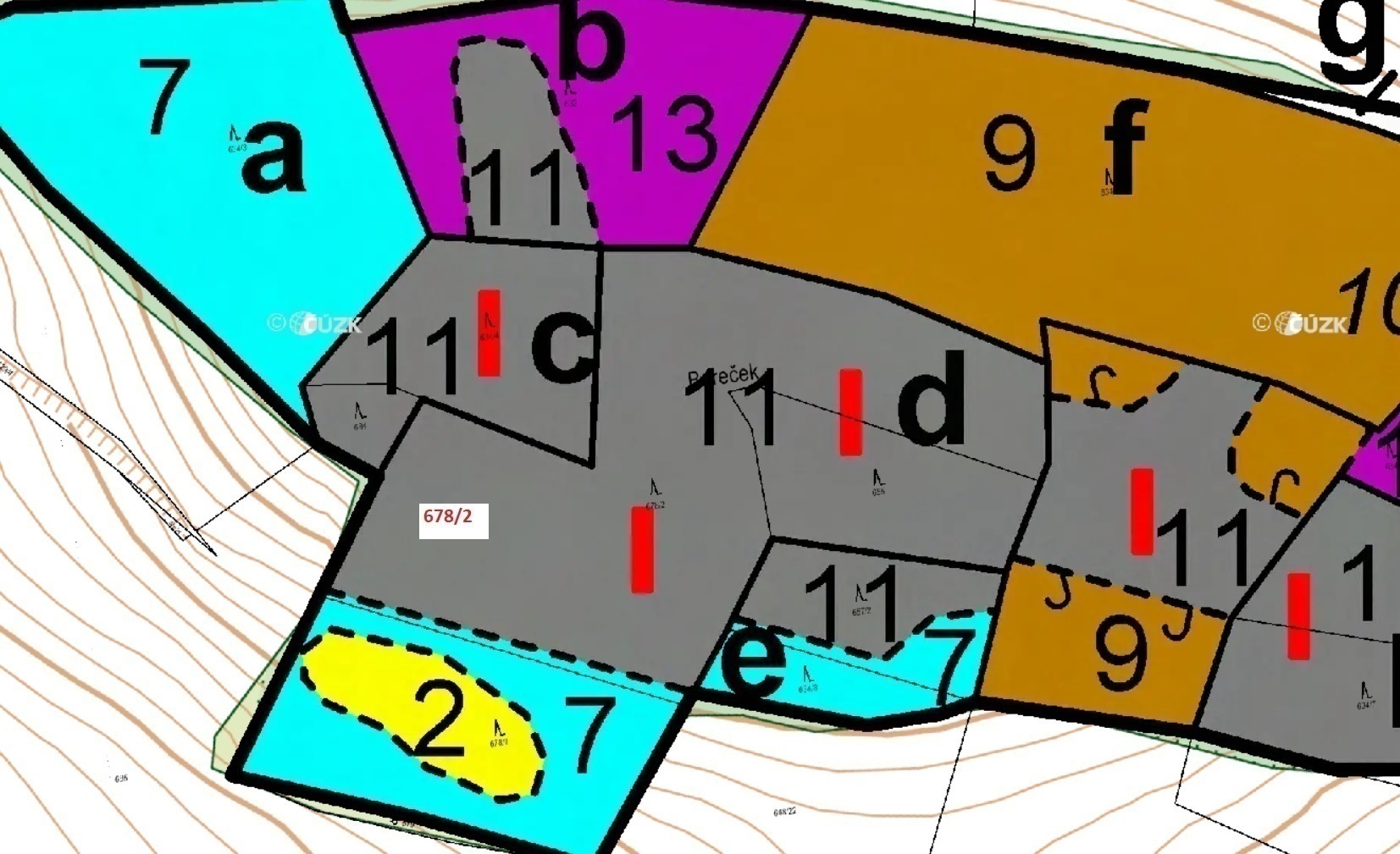 Lesní pozemek o výměře 9 776 m2, podíl 1/1, k.ú. Litochovice u Volyně, okres Strakonice