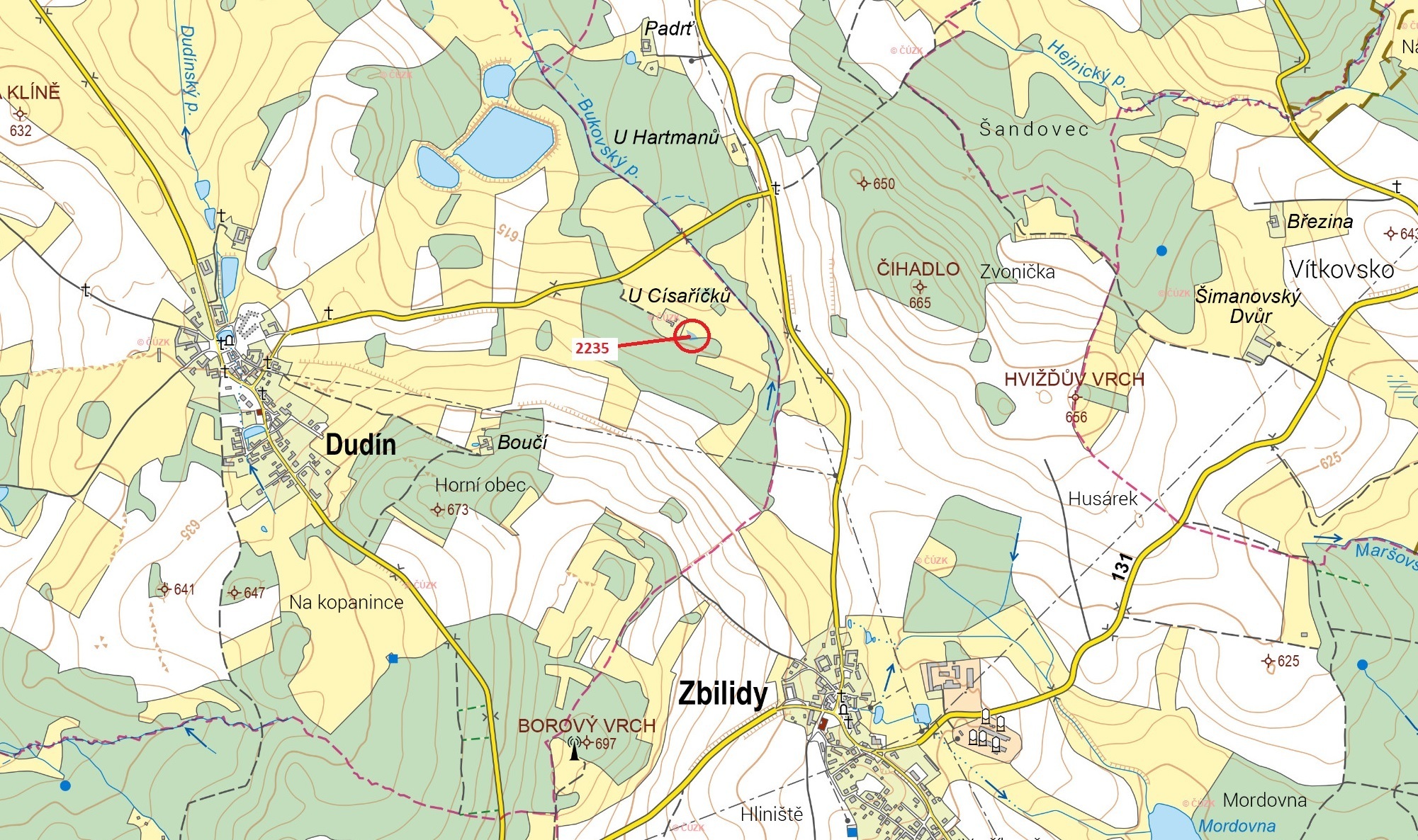 Ostatní plocha o výměře 409 m2, podíl 1/1, k.ú. Dudín, okres Jihlava