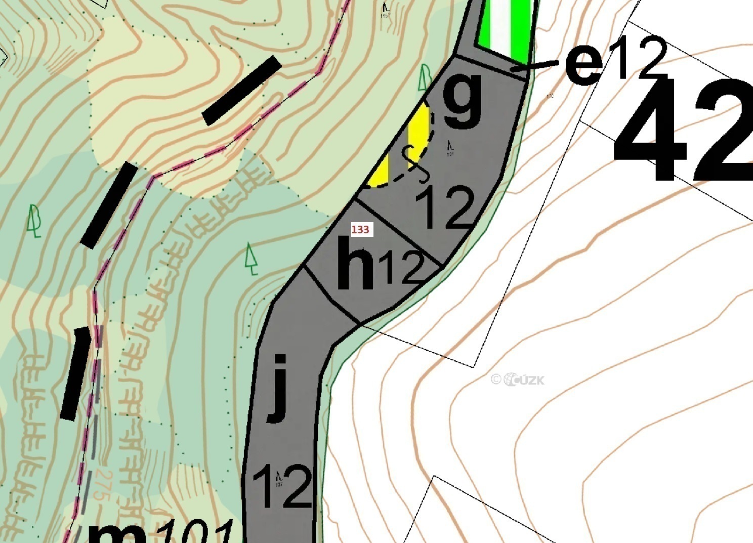 Lesní pozemek o výměře 1 755 m2, podíl 1/1, k.ú. Víska u Březovic, okres Mladá Boleslav