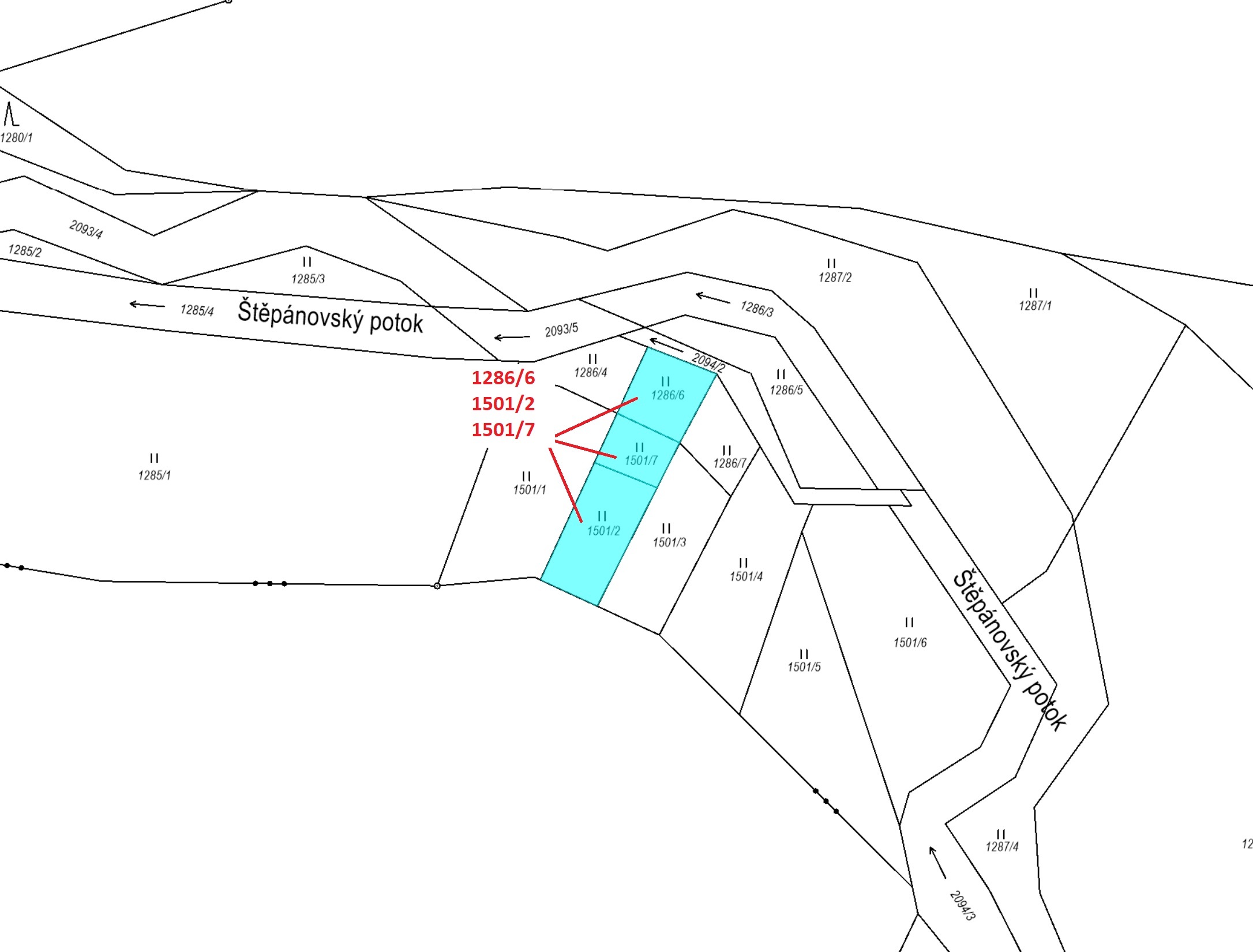 Trvalý travní porost o výměře 507 m2, podíl 1/1, k.ú. Soutice, okres Benešov