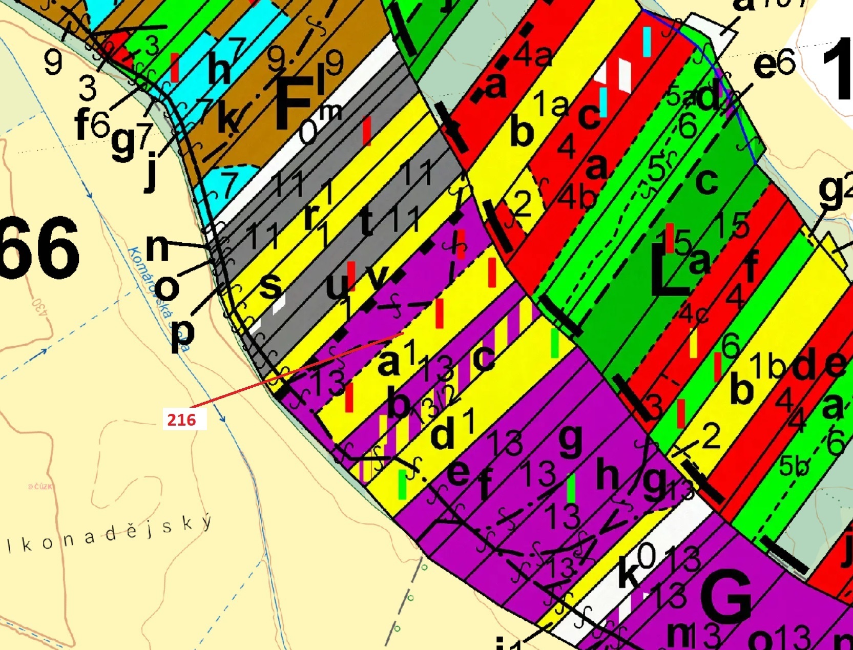 Lesní pozemek o výměře 12 481 m2, podíl 1/1, k.ú. Komárov u Soběslavi, okres Tábor