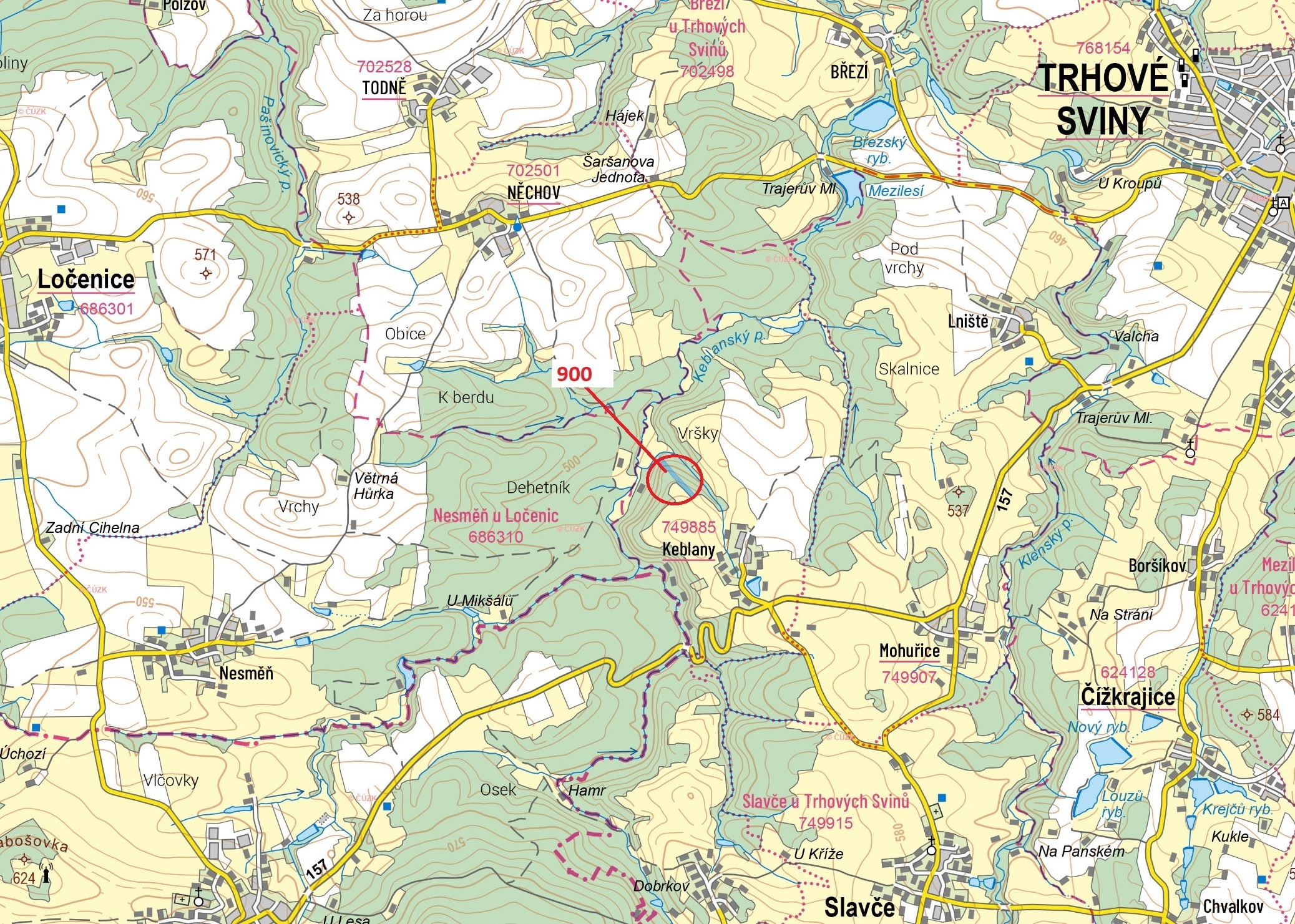 Lesní pozemek o výměře 10 436 m2, podíl 1/1, k.ú. Keblany, okres České Budějovice