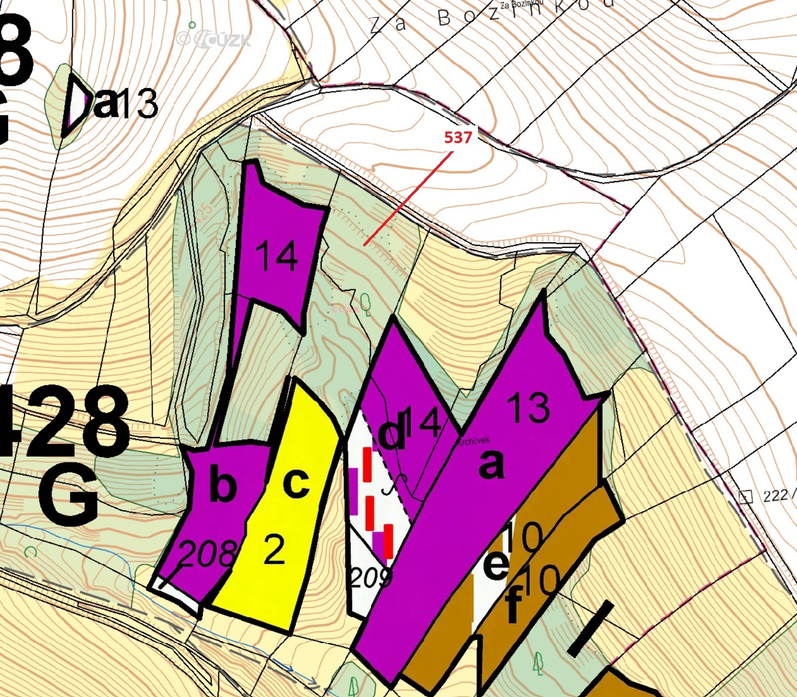 Lesní pozemek o výměře 4172 m2, podíl 1/1, k.ú. Maňová, okres Brno-venkov