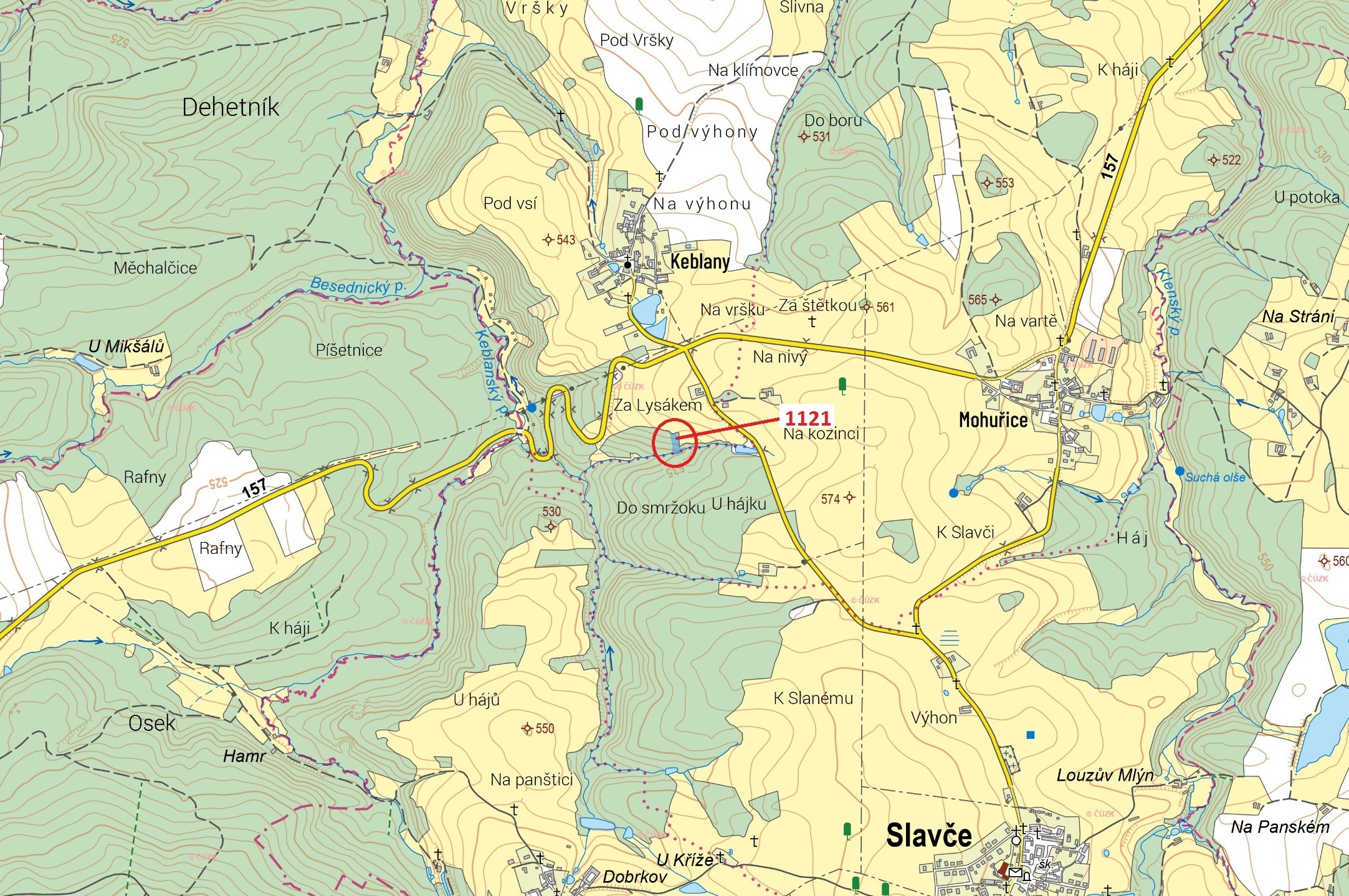 Lesní pozemek o výměře 1464 m2, podíl 1/1, k.ú. Keblany, okres České Budějovice