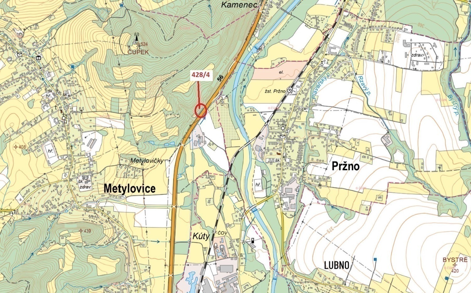 Lesní pozemek o výměře 770 m2, podíl 1/1, k.ú. Metylovice, okres Frýdek-Místek