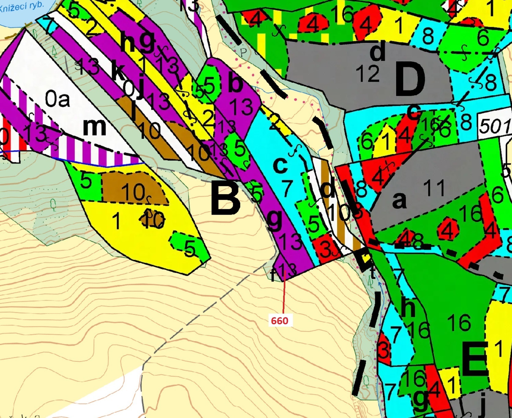 Lesní pozemek o výměře 437 m2, podíl 1/1, k.ú. Keblany, okres České Budějovice