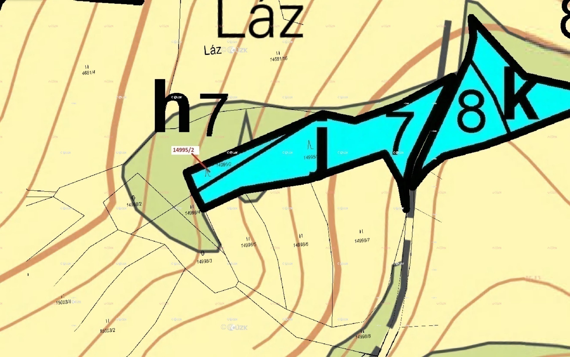 Lesní pozemek o výměře 330 m2, podíl 1/1, k.ú. Hovězí, okres Vsetín