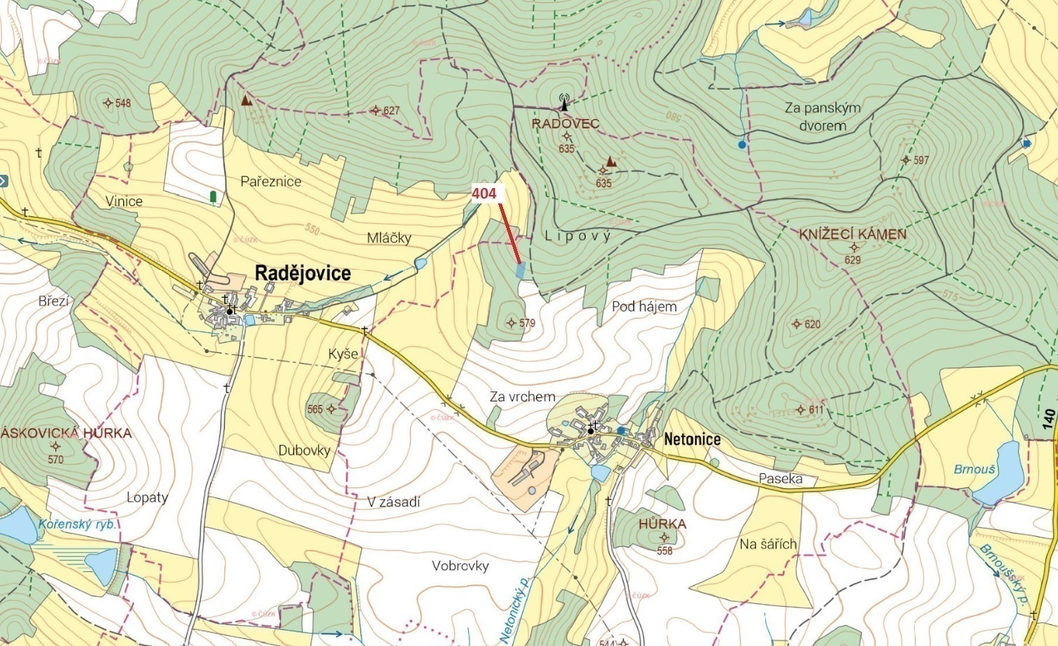 Lesní pozemek o výměře 1 802 m2, podíl 1/1, k.ú. Netonice, okres Strakonice