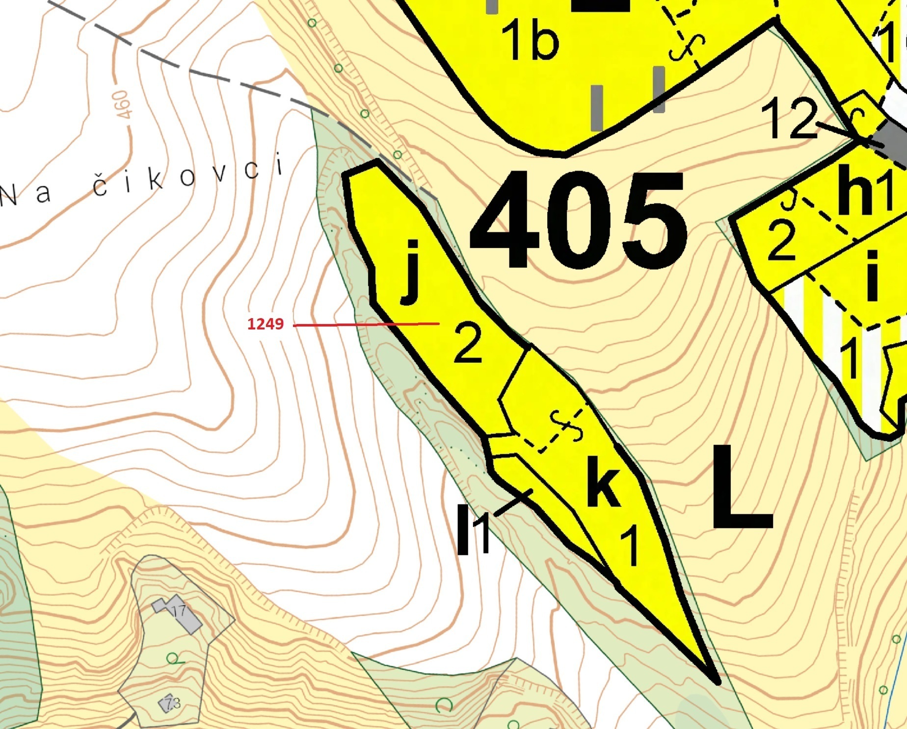 Lesní pozemek o výměře 4733 m2, podíl 1/1, k.ú. Jasenice, okres Třebíč