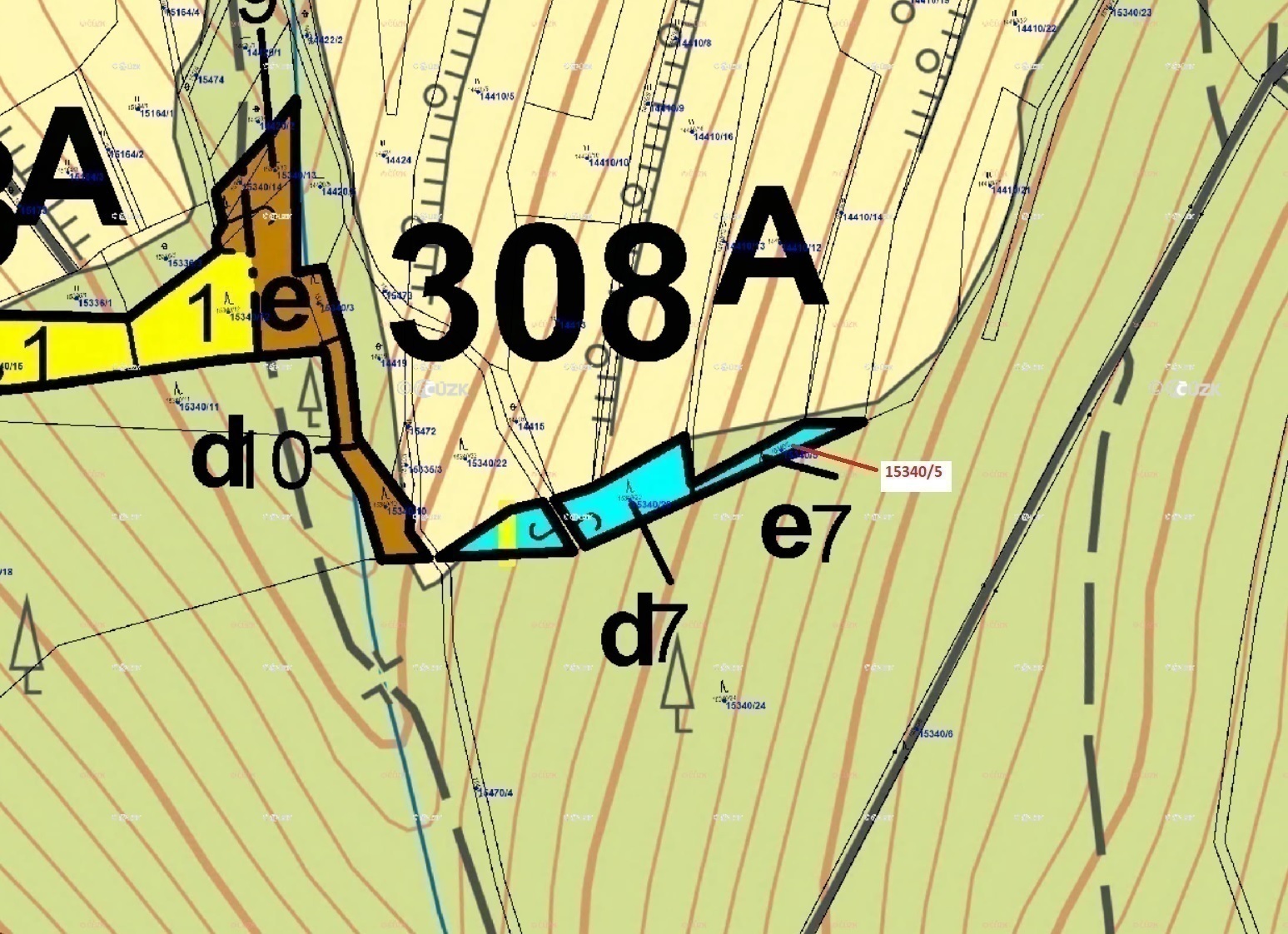 Lesní pozemek o výměře 312 m2, podíl 1/1, k.ú. Hovězí, okres Vsetín